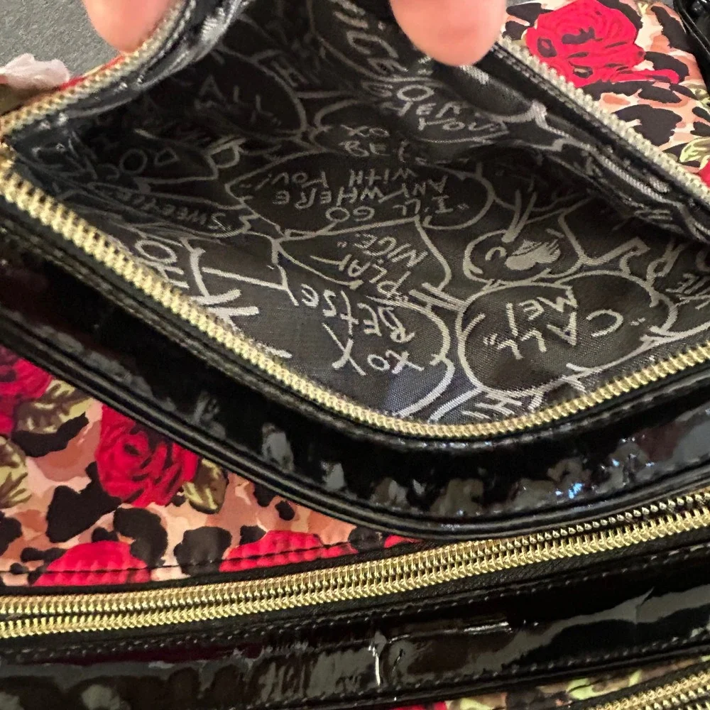 Betsey Johnson 3 Pc Pouch Set Misty Roses Leopard‎ Wristlet NWT
